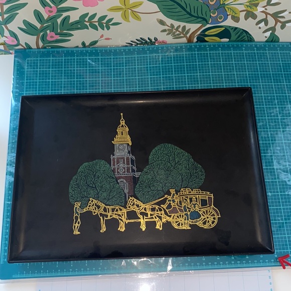 Vintage Serving Tray; Couroc Monterey Melamine Tray Colonial Victorian Scene - Picture 9 of 14